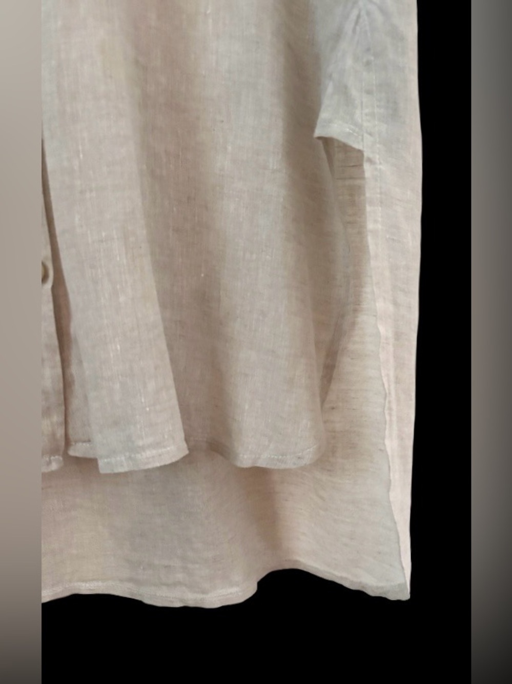 Ljc Australia 100% flax linen 3/4 slv hi lo hem shirt drss SZ S oversize luxury - Picture 7 of 9